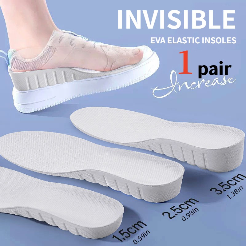 1 Pair New White Invisible Height Increase Insoles Soft Light Shoes Sole Pad for Men Women