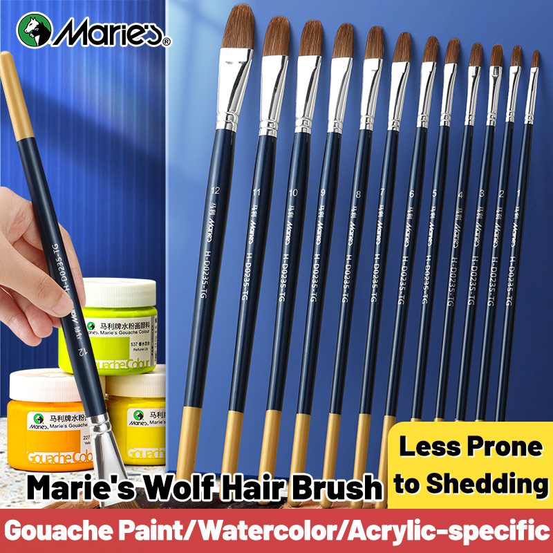 12 Sizes Marie's Fibert Paint Brushes for Oil,Acrylic,Gouache,Figures,Rocks,Watercolor,Crafts,Models,Canvas for Artist& Adults