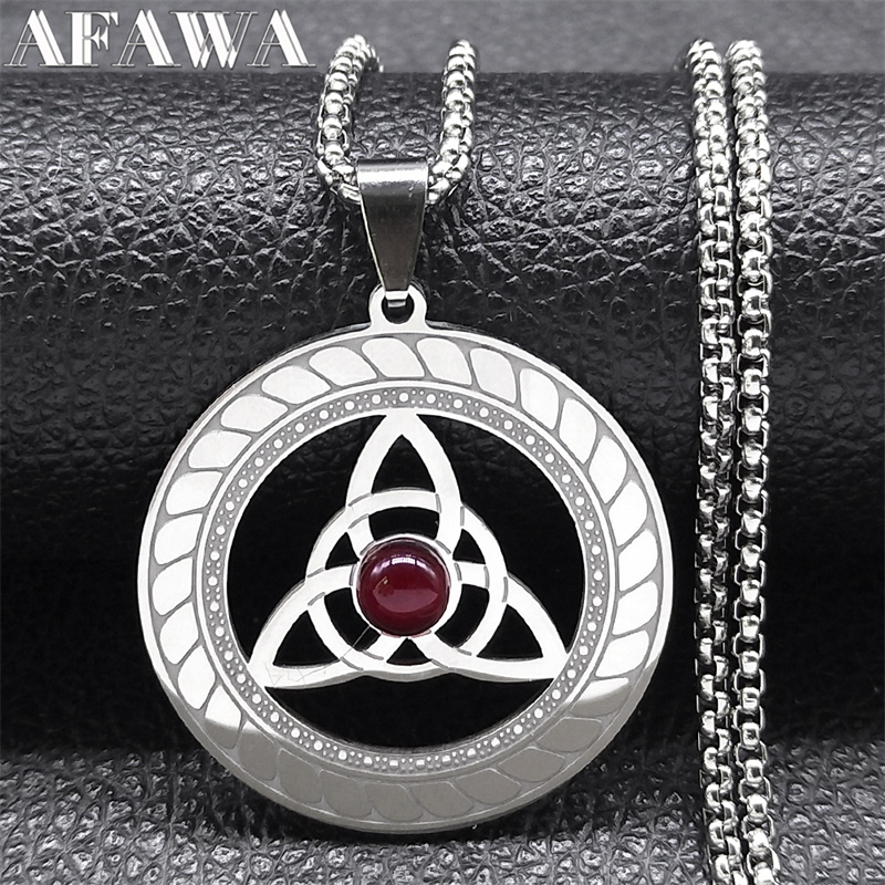 Aesthetic Infinity Trinity Knot Necklace for Women Men Stainless Steel Witch Celtic Knots Hollow Chain Jewelry N3217S02