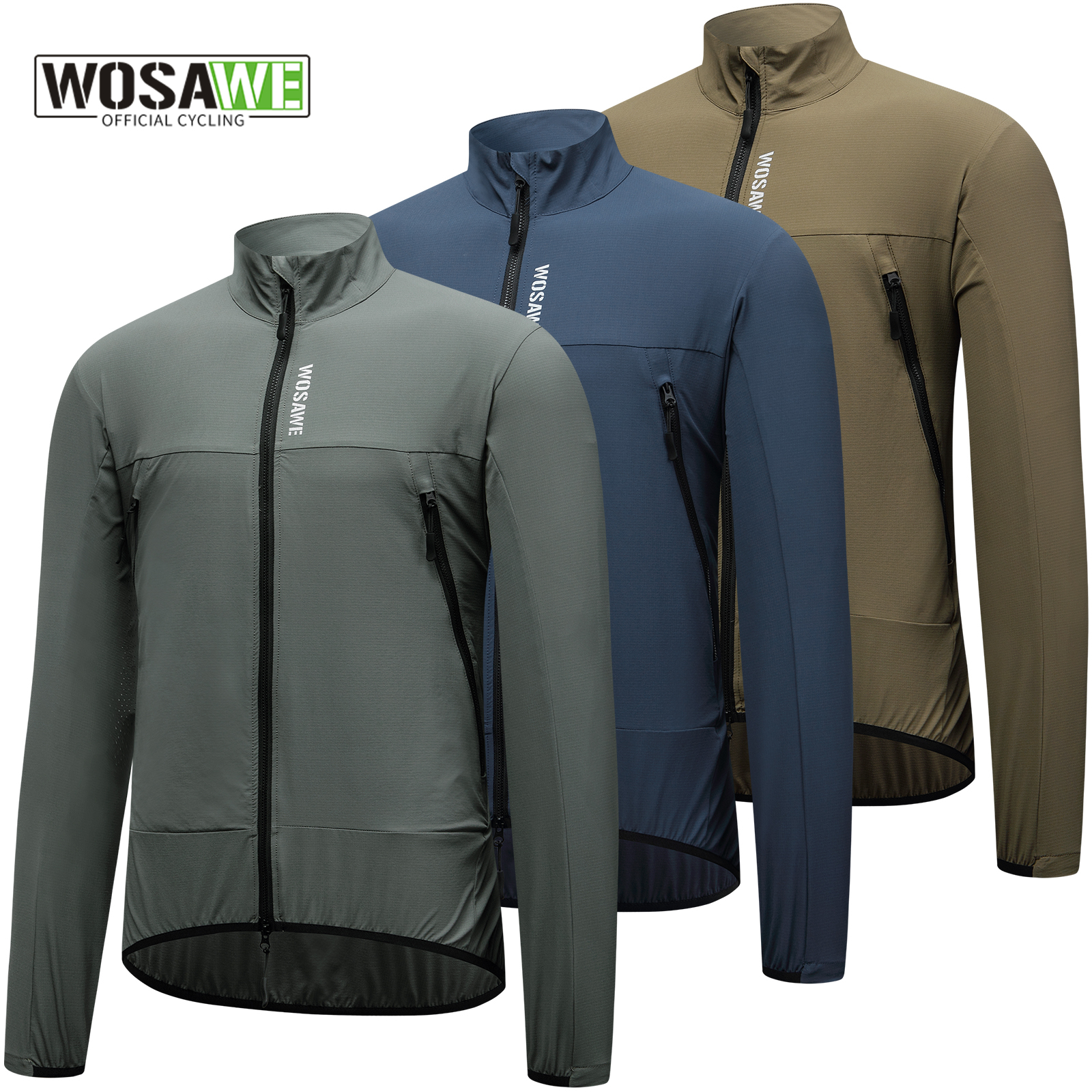 WOSAWE Windproof Bicycle Jacket Summer Breathable Sunscreen Running Hiking Trekking Riding Long Sleeved Coat Cycling Windbreaker
