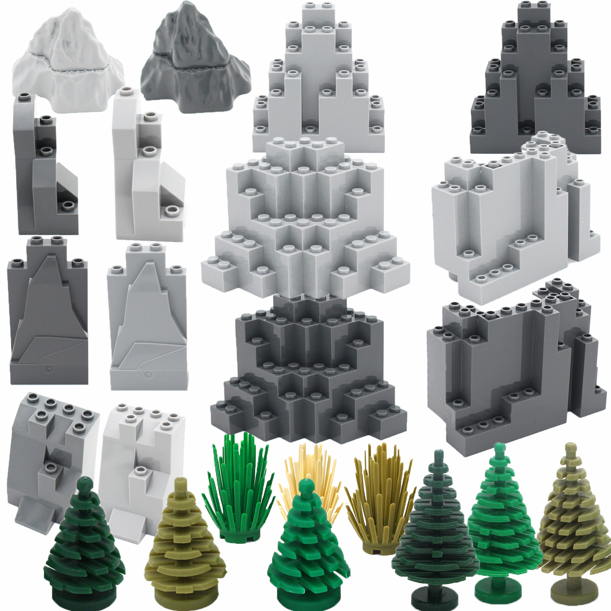 MOC Rock Panel Building Kit: Creative Mountain & Hill Stone Bricks for DIY Garden Rockery or City Street View Decor