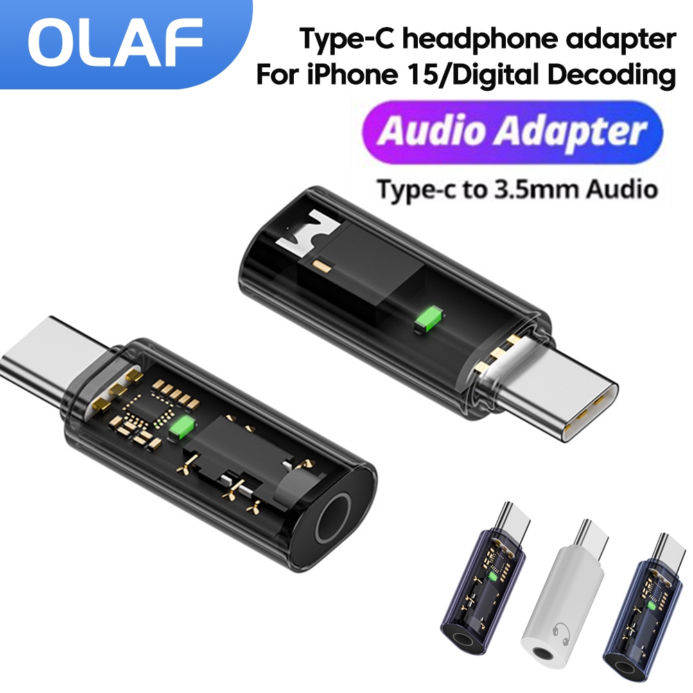 DAC USB Type C To 3.5MM Headphone Adapter USB C Male to 3.5 Jack Audio Converter for iPhone 15 Support Voice Call U Disk