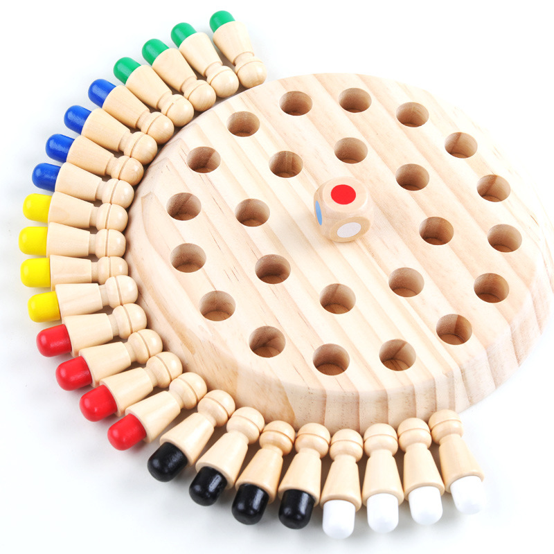 Wooden Memory Match Stick Chess Color Game Board Puzzles Montessori Educational Toy Cognitive Ability Learning Toys