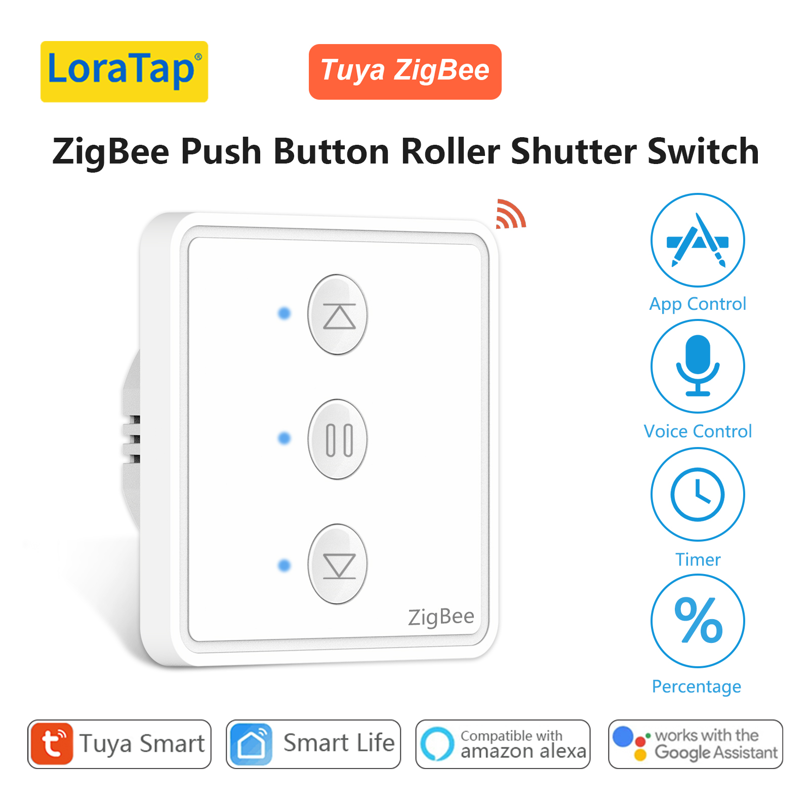 Tuya ZigBee US IL Standard Curtain Light Switch Smart Life Remote Control Assistant Alexa