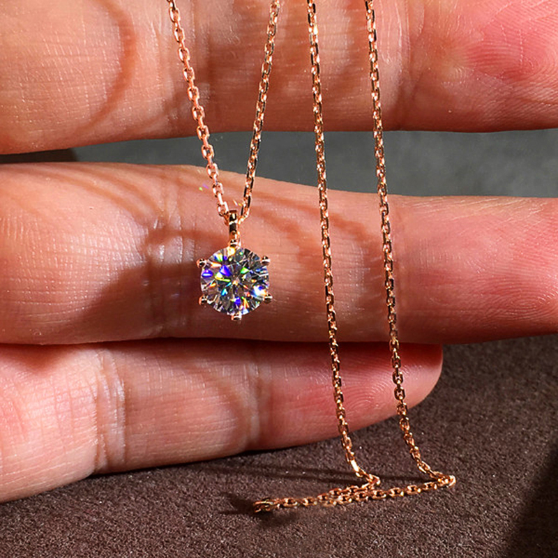 Huitan Simple Classic Six Prong Solitaire Pendant Necklaces Women Silver Color/Rose Gold Color Shiny CZ Anniversary Gift Jewelry pen gpt