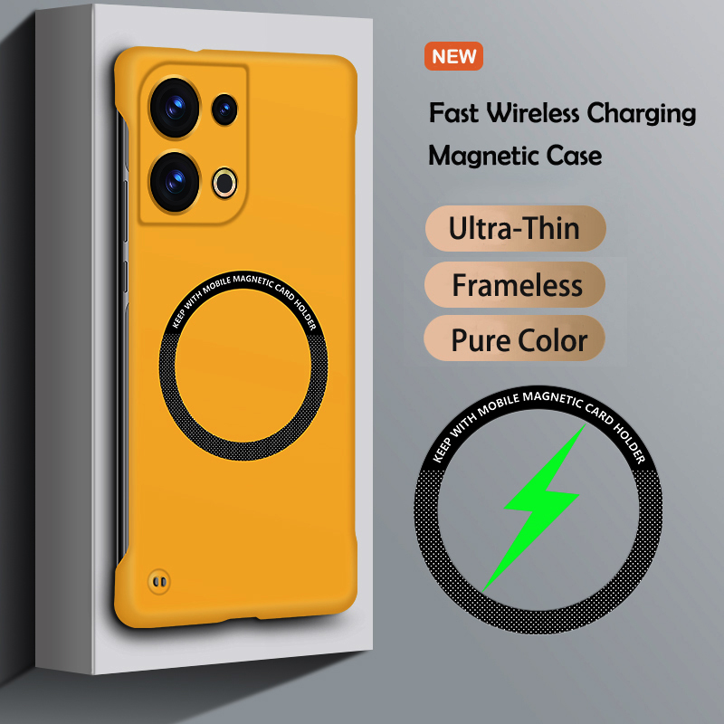 Luxury Ultra Slim Magnetic Frameless Solid Color Phone Case for Magsafe Oppo Reno 6 8 Lite Pro Shockproof Cover