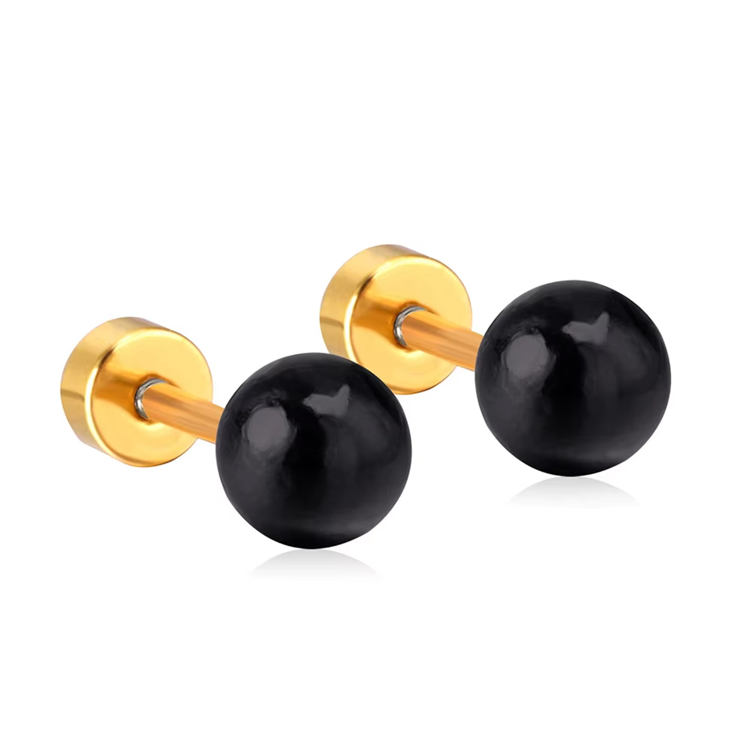 4/5/6/7/8MM Stainless Steel Round Pearl Earrings for Women Men High Quality Screw Back Pierced Studs