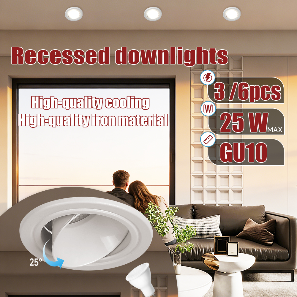 LED Downlight GU10 Recessed Ceiling Lamp Spot Round LED Panel Down Lights Spotlight Embedded downlight For Living Room Lighting