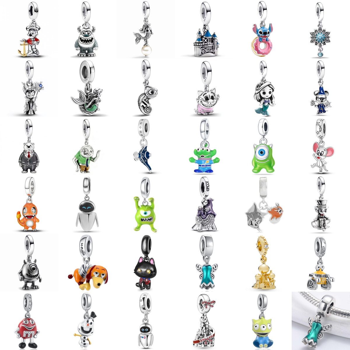 925 Sterling Silver Cute Cartoon Robot Castle Mermaid Charms Fit European Bracelets for Women DIY Jewelry Making