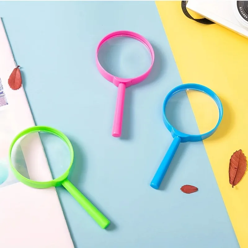 Mini Colorful Magnifying Glass with Plastic Lens, 1Pc Portable Handheld Reading Puzzle Magnifier for Kids Seniors