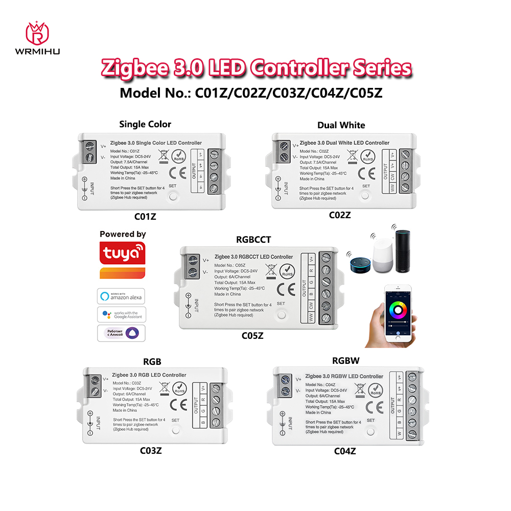 Miboxer E2-ZR 2In1 E3-ZR 3 in 1 Zigbee 3.0+2.4GHzRF smart LED Controller Single/Dual color/RGB/RGBW/RGBCCT LED Strip Dimmer