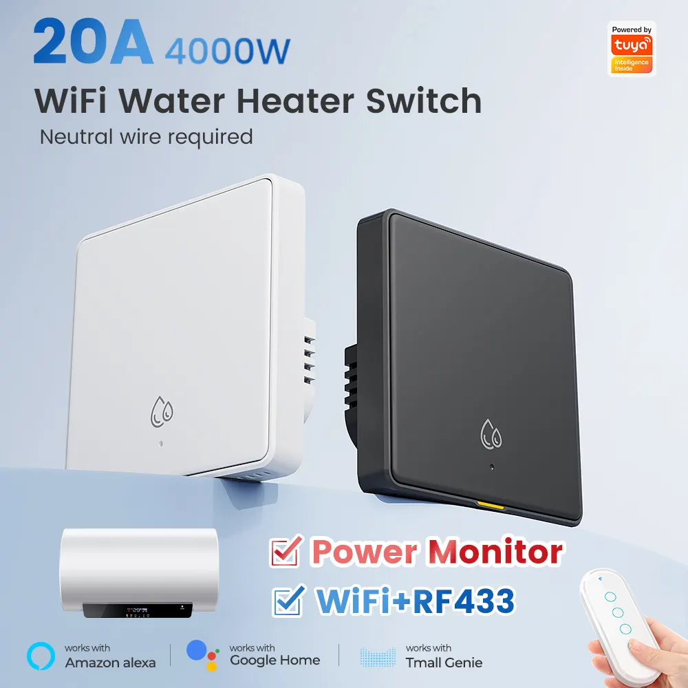 20A 4000W WiFi RF433 Smart Switch For Hot Water Heater Assistant Tuya Wall Switch Power Monitor Work - image 1
