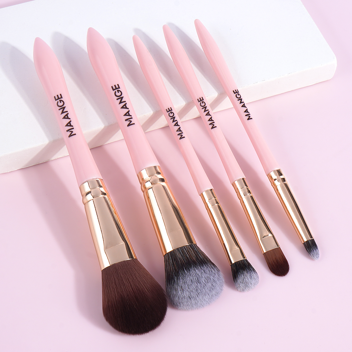 MAANGE 5pcs Makeup Brushes Kit Portable Makeup Tool Kit for Travel Foundation Powder Cosmetics Blending Eyeshadow Soft Bristle