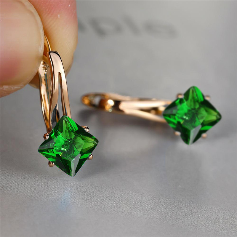 Luxury Female Crystal Green Oval Zircon Stone Engagement Ring Cute Yellow Gold Color Wedding Jewelry For Women
