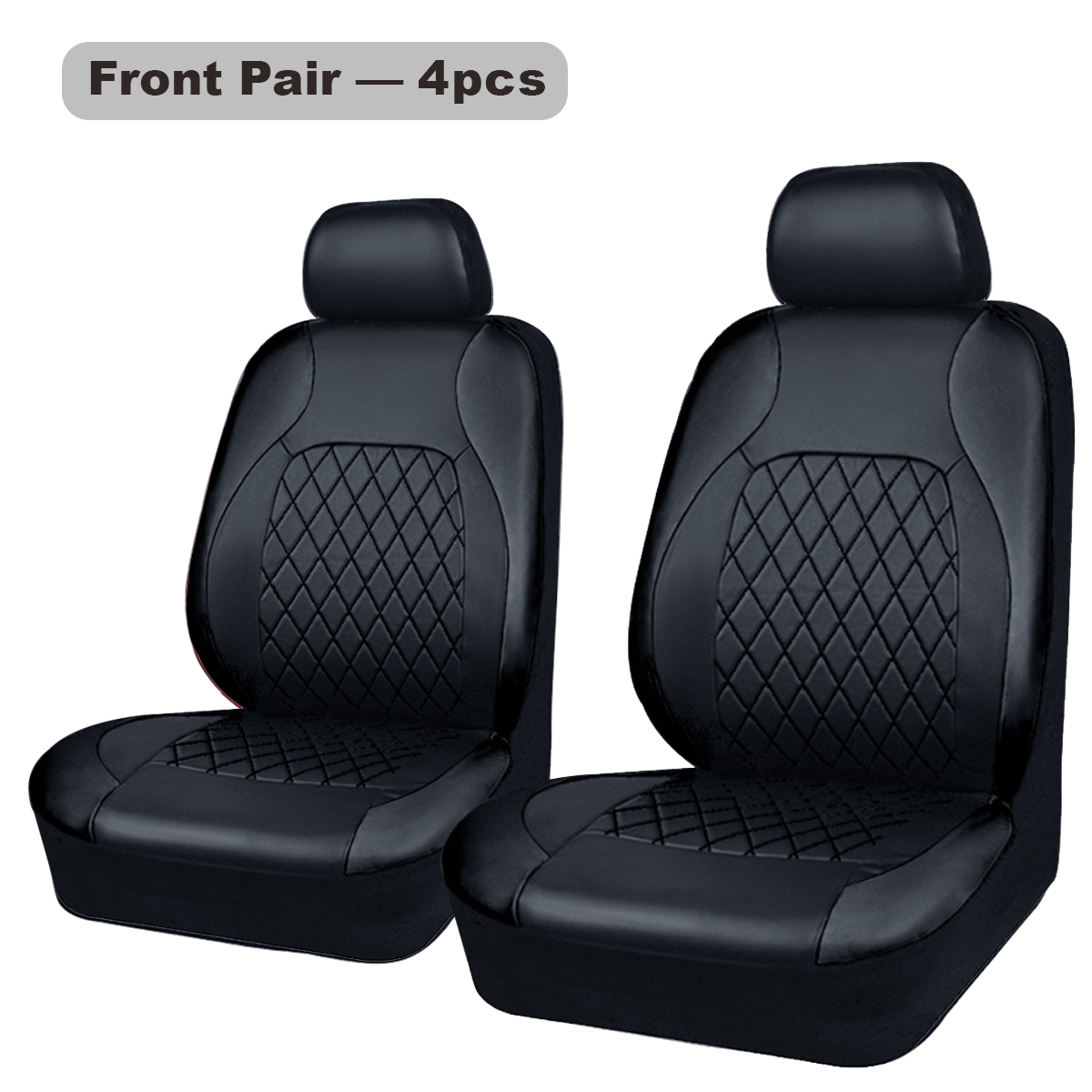 Universal Internal Seat Covers 4PCS All-Season Quilted Faux Leather Car Seat Cover