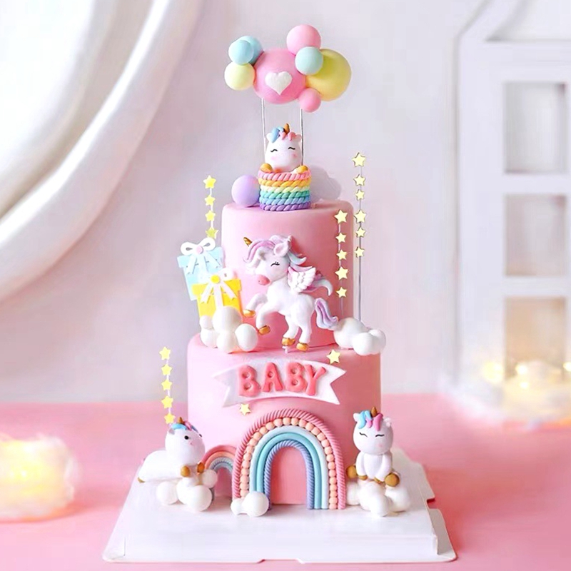 Rainbow Unicorn Cake Decoration Birthday Cake Topper Girl Gifts Children Kids Baby Shower Birthday Wedding Party Cake Decorating