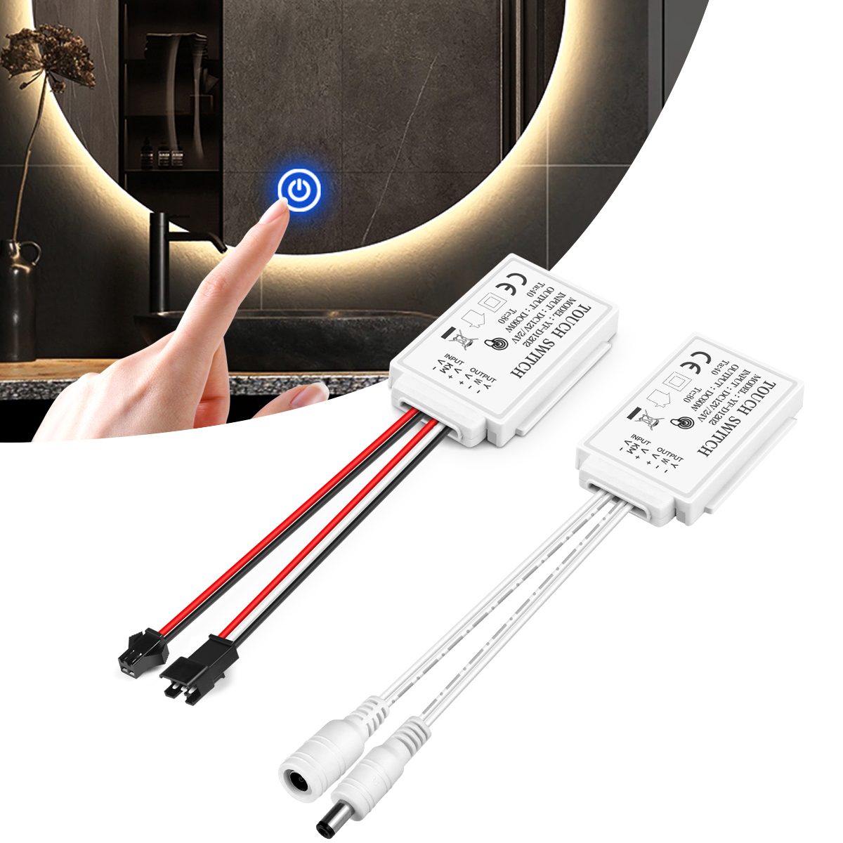 DC 12V LED Light Dimmer Switch Touch Dimmable Switch For Bathroom Bedroom Mirror Light Work With Mirror Thickness 1-5mm