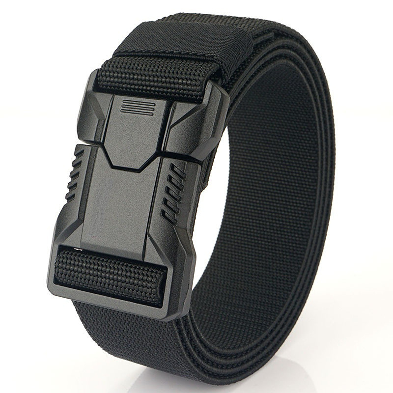 Men's Belt Outdoor Leisure Sports Belt Toothless Quick Release Automatic Buckle Quality Black Belt