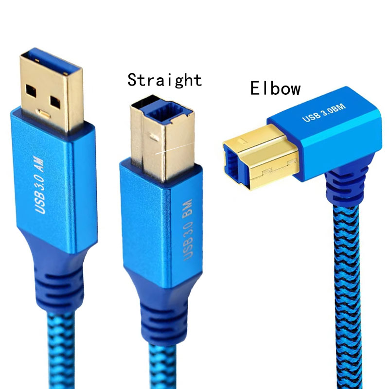 USB 3.0 A Male to Type B Male Right Angle 90 degree to USB3.0 Cord AM/BM High Speed Printer Cable 0.5m 1m 2m 3m