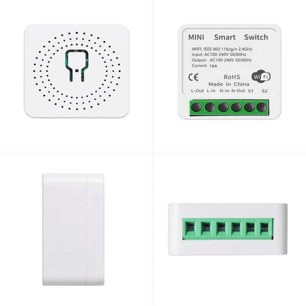 Tuya Mini 16A WiFi Switch Smart Life App 2 Way Control Smart Home Automation Module Interruptor Work for Alexa Home