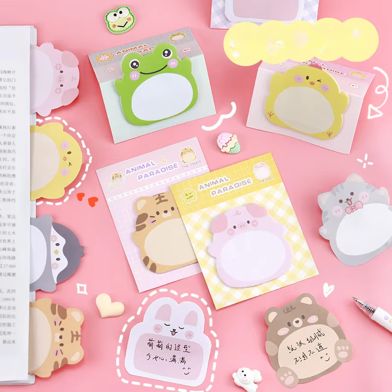 New 8 Packs Cartoon Small Animal Special-shaped Sticky Notes Office Simple Shape Creative Sticky Notes Cute Colorful Note Paper