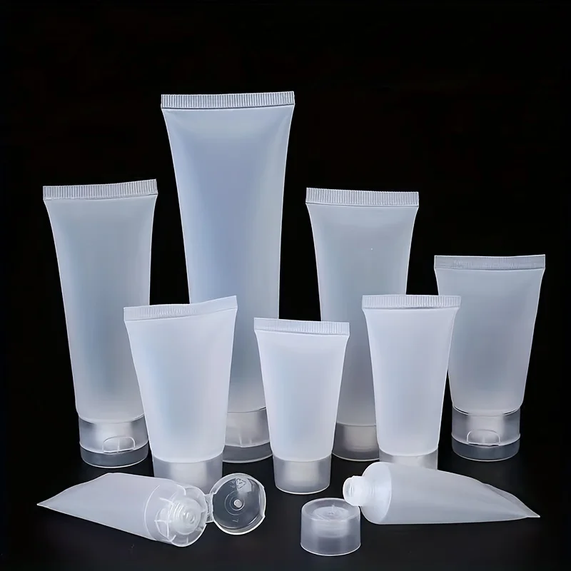 5pcs Empty Refillable Soft Travel Tubes, Reusable Cosmetic Tubes, Easy Squeeze Containers, Portable Cosmetic Fliptop Bottles,