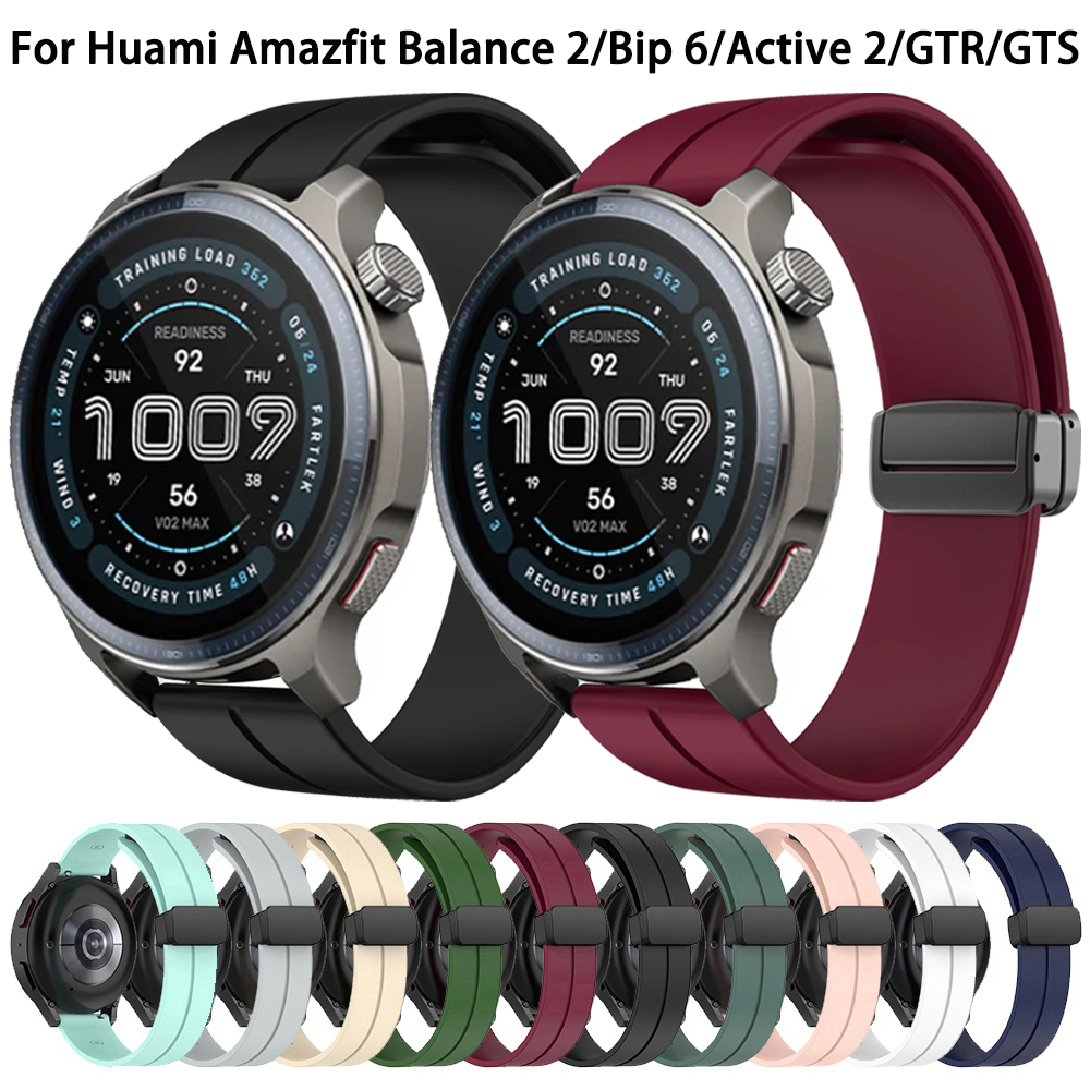 20mm 22mm Magnetic Buckle Rubber Straps For Huami Amazfit Balance2/Cheetah Pro Sport Watch Band For Amazfit GTR/GTS/Bip Bracelet