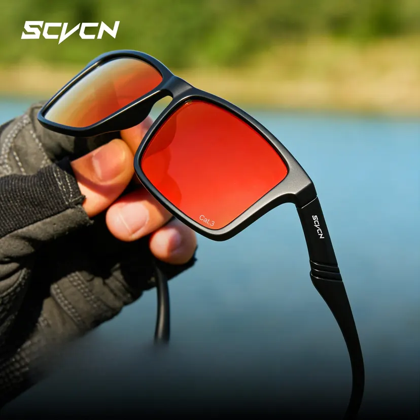 SCVCN Fashion Polarized Sunglasses Fishing Outdoor Sports Glasses Outdoor Cycling Road Bike UV400 Protective Frame Glasses