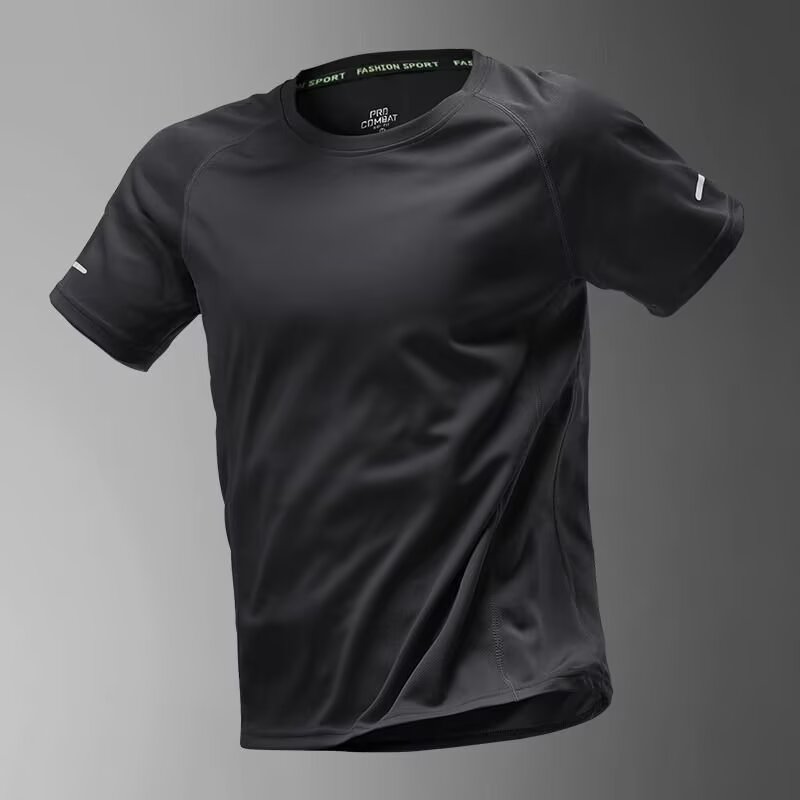 Ins quick drying T-shirt men's 2025 summer mesh sports short sleeved half sleeved fitness clothes running clothes new top