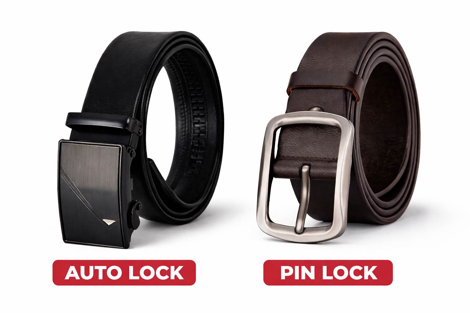 2 Pcs Combo Men’s Leather Belt - Auto Lock & Pin Lock | Premium Quality | Stylish & Durable