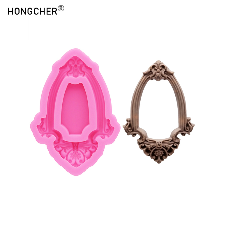 European embossed small photo frame sculpture chocolate cake dessert decoration silicone mold DIY resin photo frame drip molds