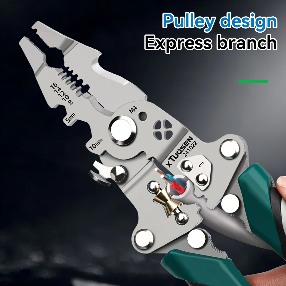 1pc Functional Wire Stripping Pliers Folding Cutter Wrench Line Separation Tool Set 205mm Lightweight Hand Tool 18 In1 Foldable