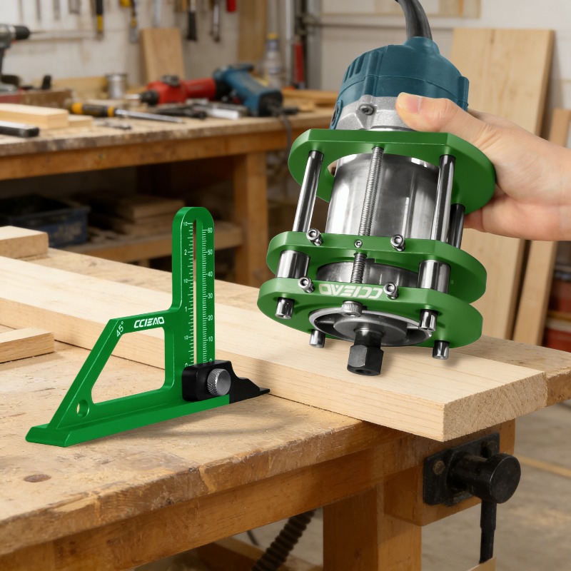 Aluminum Router Lift Base with Precision Height Gauge | CNC Router Table Lift System | Woodworking Height Adjustment Tool