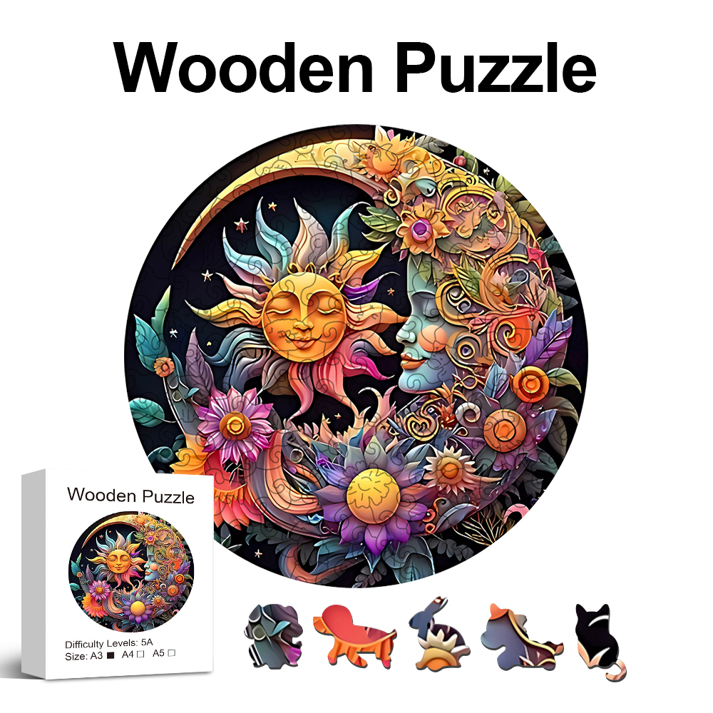 Sky Castle Wooden Jigsaw Puzzle For Adults, Unique Animal Shaped Pieces Stress Relieve Toys, DIY Leisure Game For Family