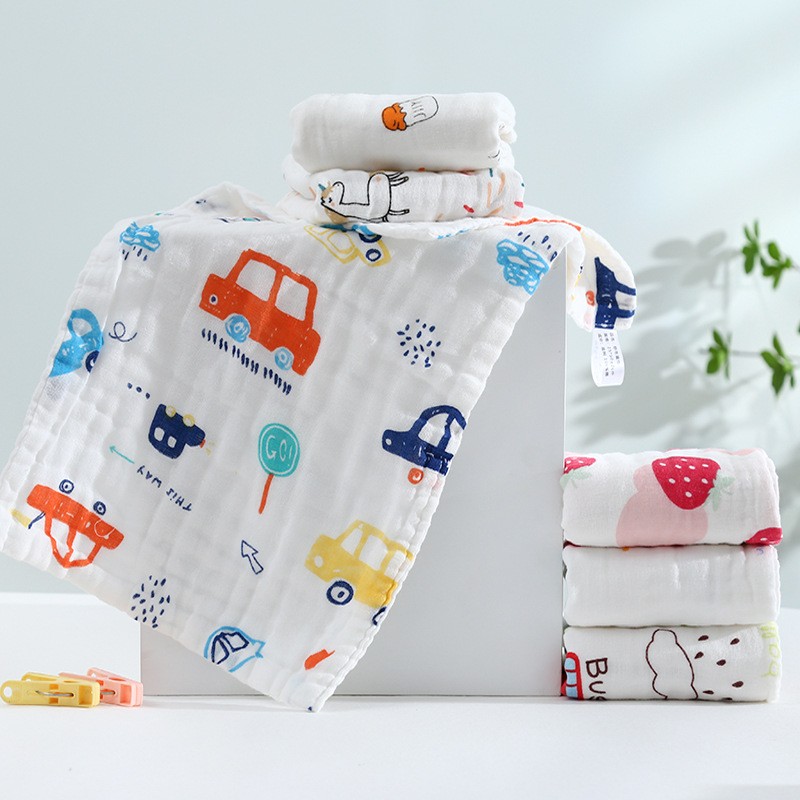 1PC Kids Towel 50 * 25cm Six Layer Gauze Cotton Face Wash Waby Towel Baby Newborn High-Density Fashion Cartoon Handkerchief New