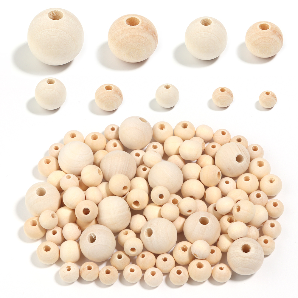 10-100pcs 6-30mm Natural Wooden Beads Round Loose Spacer Balls Wood Beads For DIY Bracelet Jewelry Making Handmade Accessories