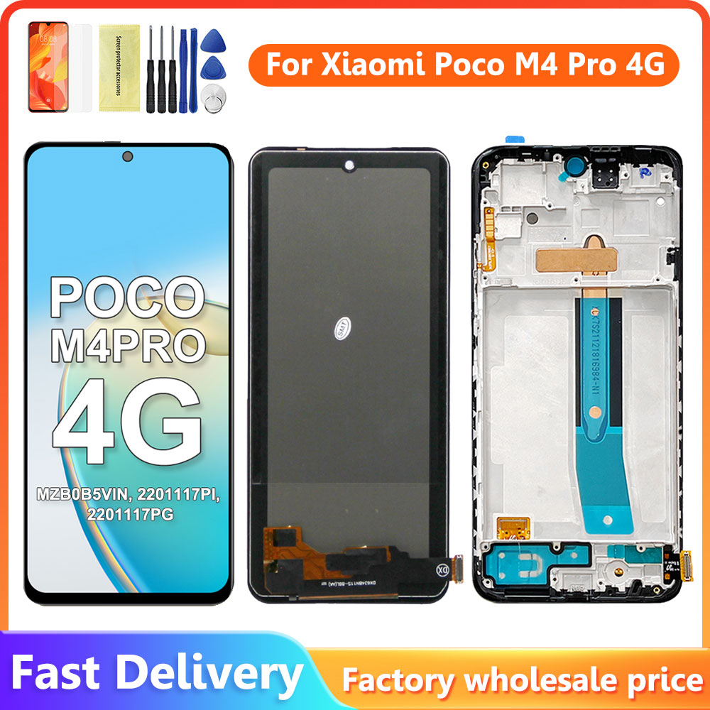AMOLED For Xiaomi Poco M4 Pro 4G LCD 2201117PI 2201117PG Display Touch Screen With Frame Digitizer For Mi Poco M4 Pro 4G