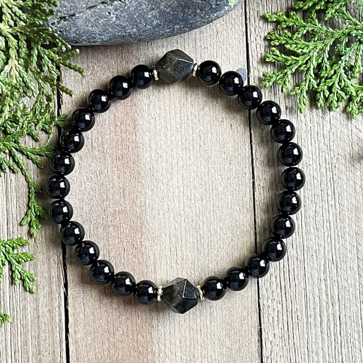 1 Pc Black Tourmaline Obsidian Bracelet Men And Women, The Ideal Choice Of