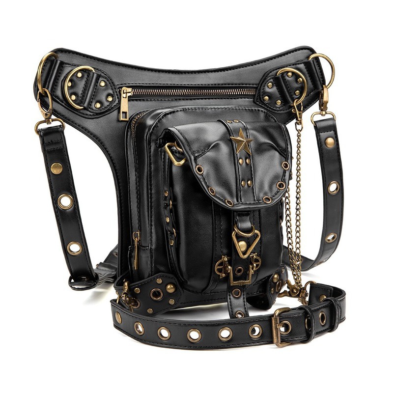 1Pc Cyber Punk Rock Handbags Steampunk Shoulder Bags Waist Leg Bags Travel Fashion Bags Messenger Bag Thigh Hip Belt Packs