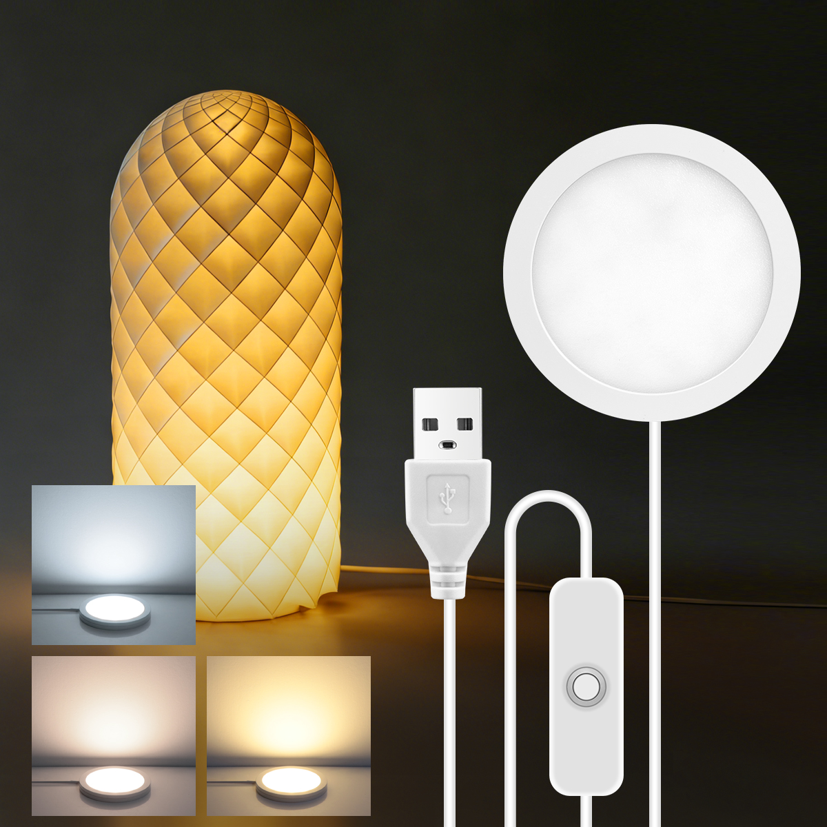 Ultra-thin USB Mini LED Night Light DIY Model Without 3D Printing Parts For Desktop, Panel ,Ceiling lamp Decor