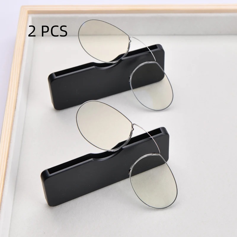 2PCS Suit New Rimless Nose Clip On Reading Glasses Mini Portable Legless Lazy Glasses Men Women Presbyopic Glasses Magnifying