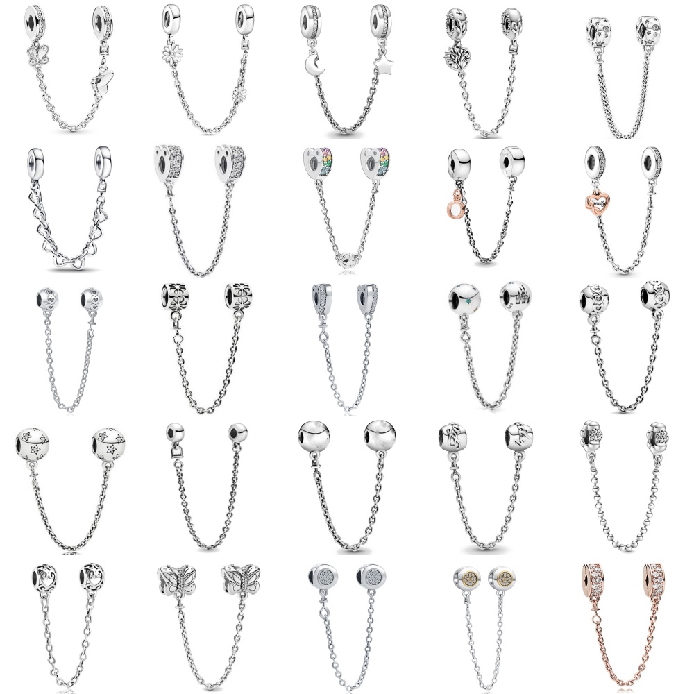 Hot Selling 925 Silver Butterfly Stars And Moon Safety Chain Suitable For Original Bracelets, DIY Accessories, Charming Jewelry
