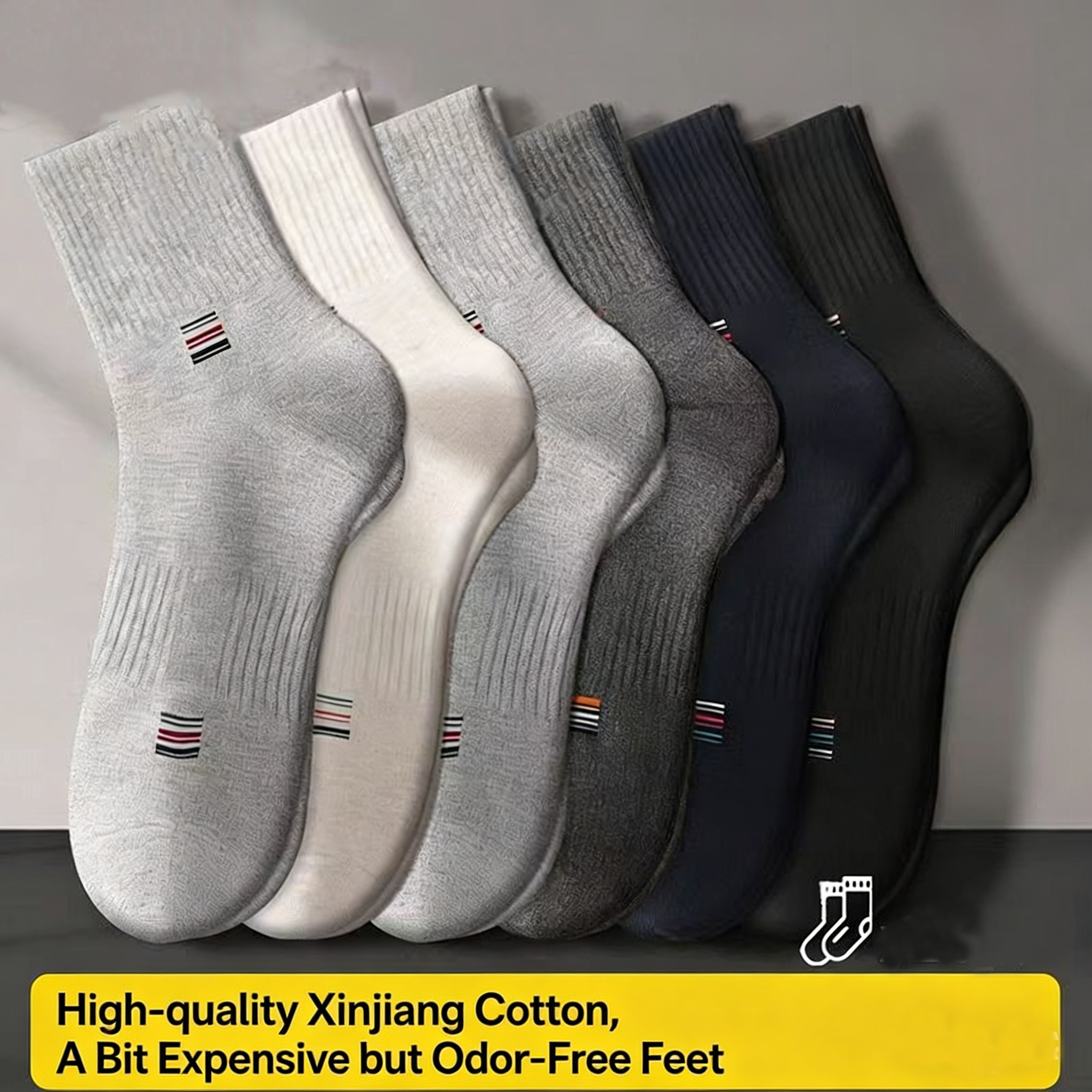 5 pairs of 2026 new unisex small label black long all season men's and women's work socks - anti foot odor business sports socks