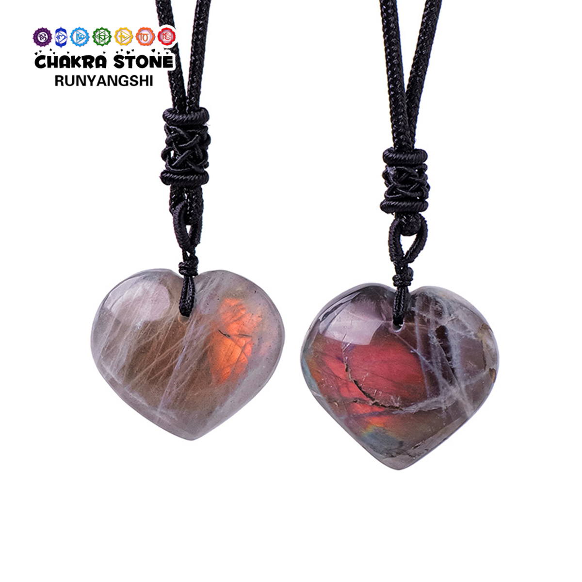 1PC Handmade Natural Purple Labradorite Heart Woven Hanging Ornament Car Indoor Use Festive for Halloween