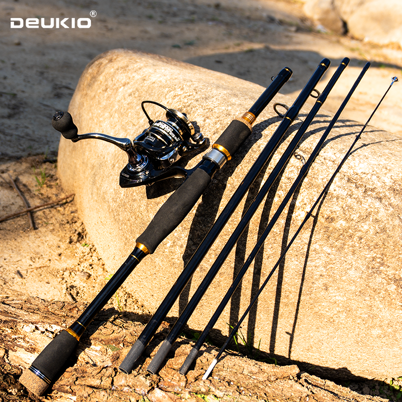DEUKIO Fishing Rod Reel Combo 1.8 2.1m Carbon Fiber Spinning Rod and 5.2:1 Spinning Reel Set Max Drag 8kg for Fresh Saltwater