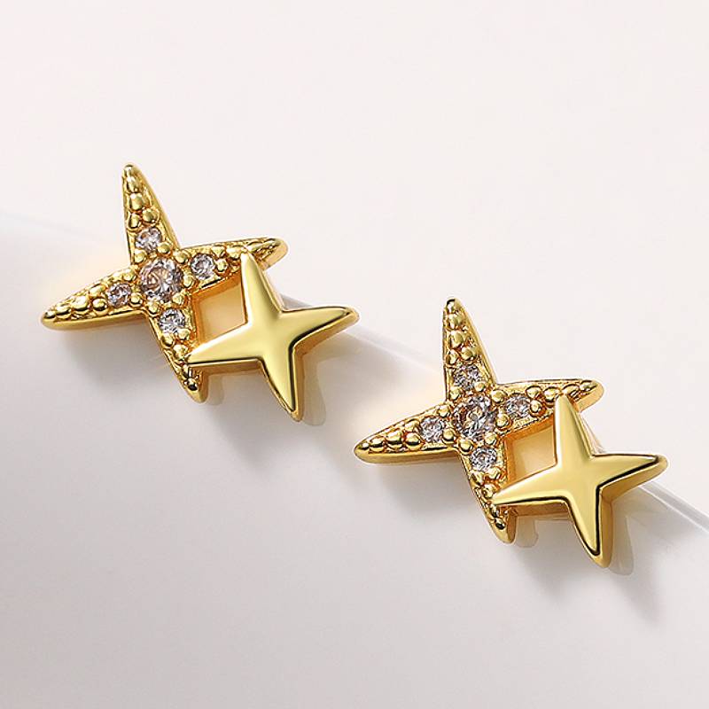 Huitan Women Stud Earrings Inlaid Bright Green/White CZ for Daily Engagement Fresh Style Fancy Accessories Fashion Chic Jewelry