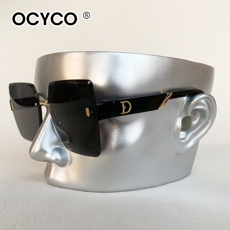 Fashion Luxury Brand Rimless Sunglasses Men Women Vintage Large Frame Square Sun Glasses UV400 Driving Shades Travel Eyewear
