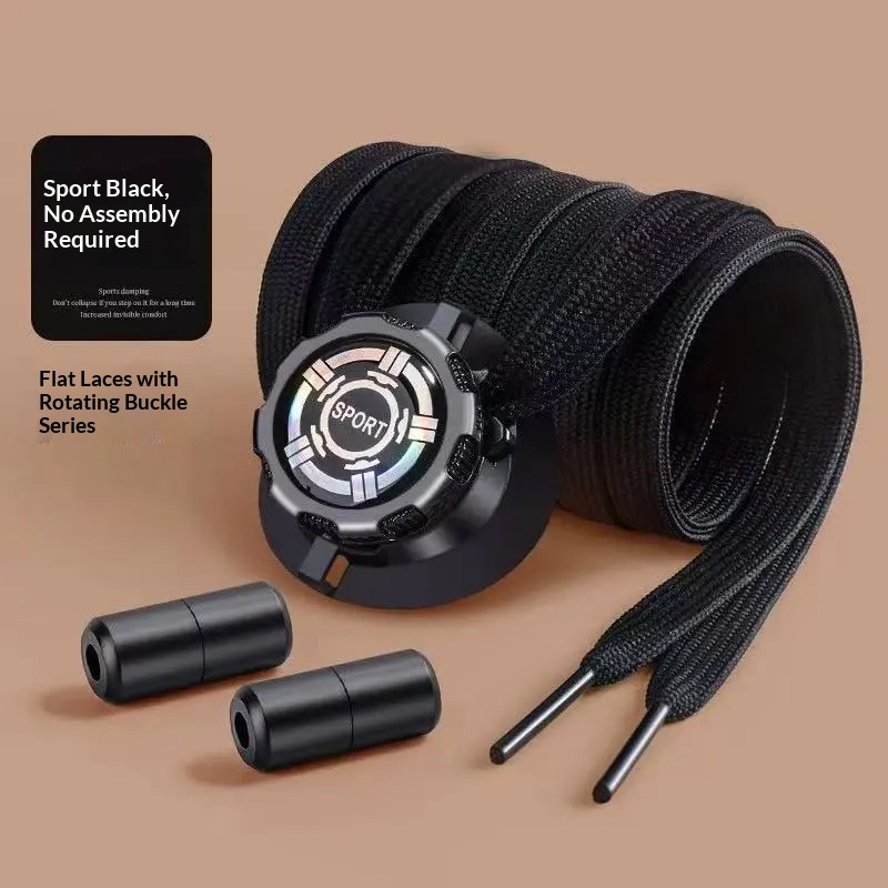 New 1 Pair Automatic Flat Shoe Laces Casual Shoes Sneakers No Tie Shoelaces Black White Swivel Buckle Shoelace for Adults Kids
