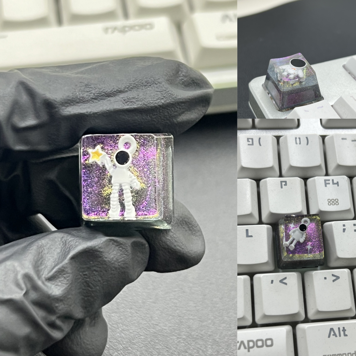 1Pcs Cute High Quality Hot Sale Colorful Translucent Star Astronauts Key Caps Cross Shaft Mechanical Keyboard Keycap Accessories