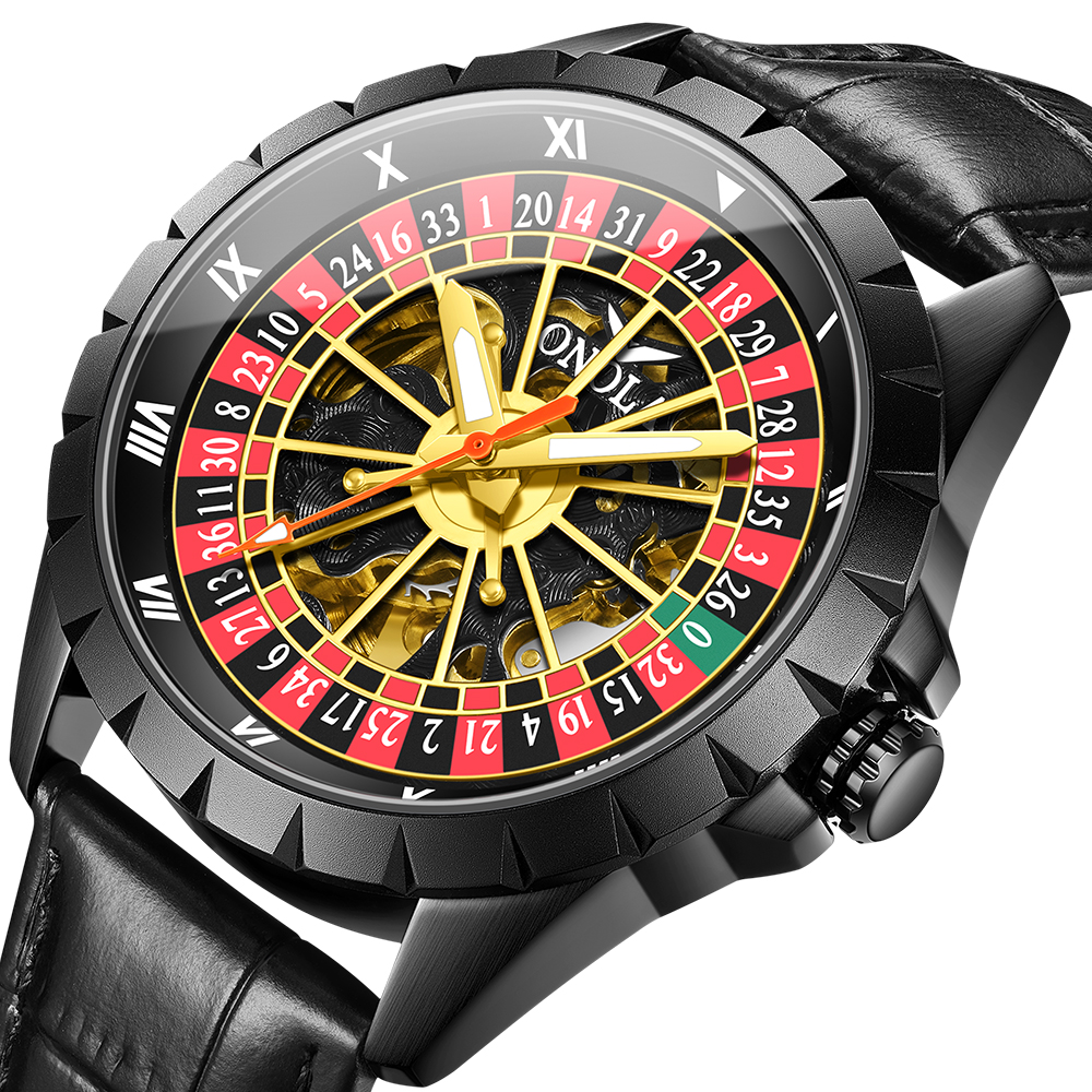 New Luxury Men's Watch ONOLA Unique Fashion Diamond Inlaid Design Automatic Mechanical Waterproof Tape Watch Men
